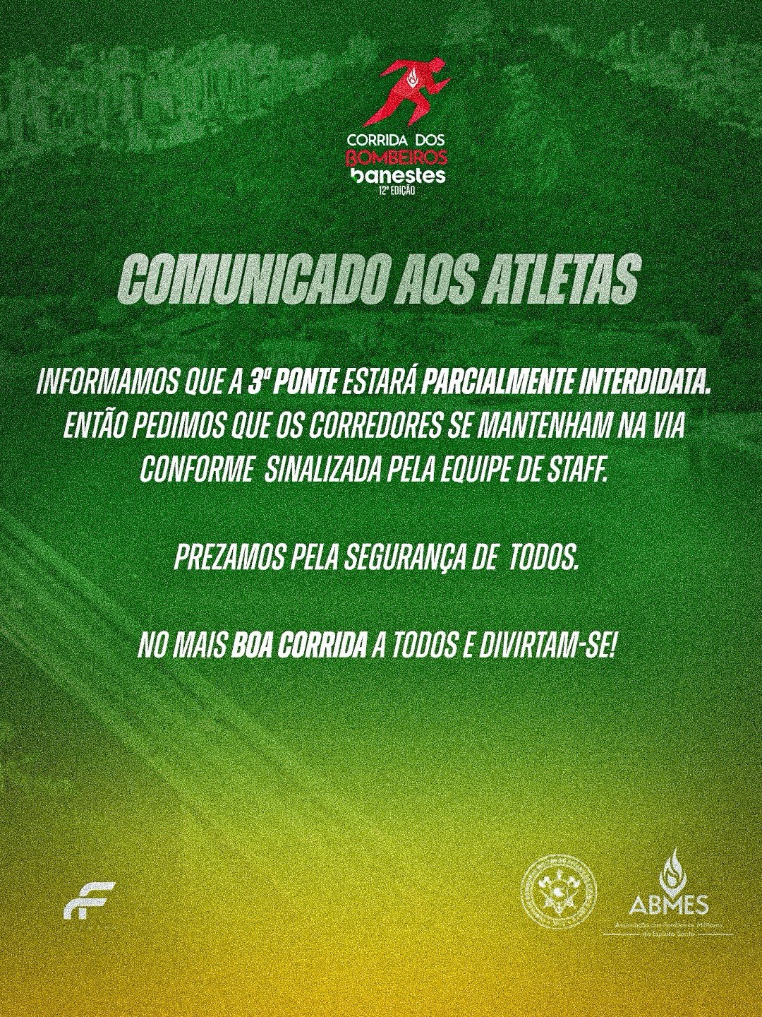 3ª Ponte interditada parcialmente para a 12ª Corrida dos Bombeiros Banestes; veja regras